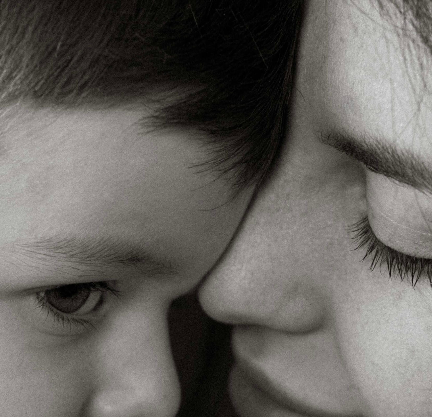 mother and child faces together