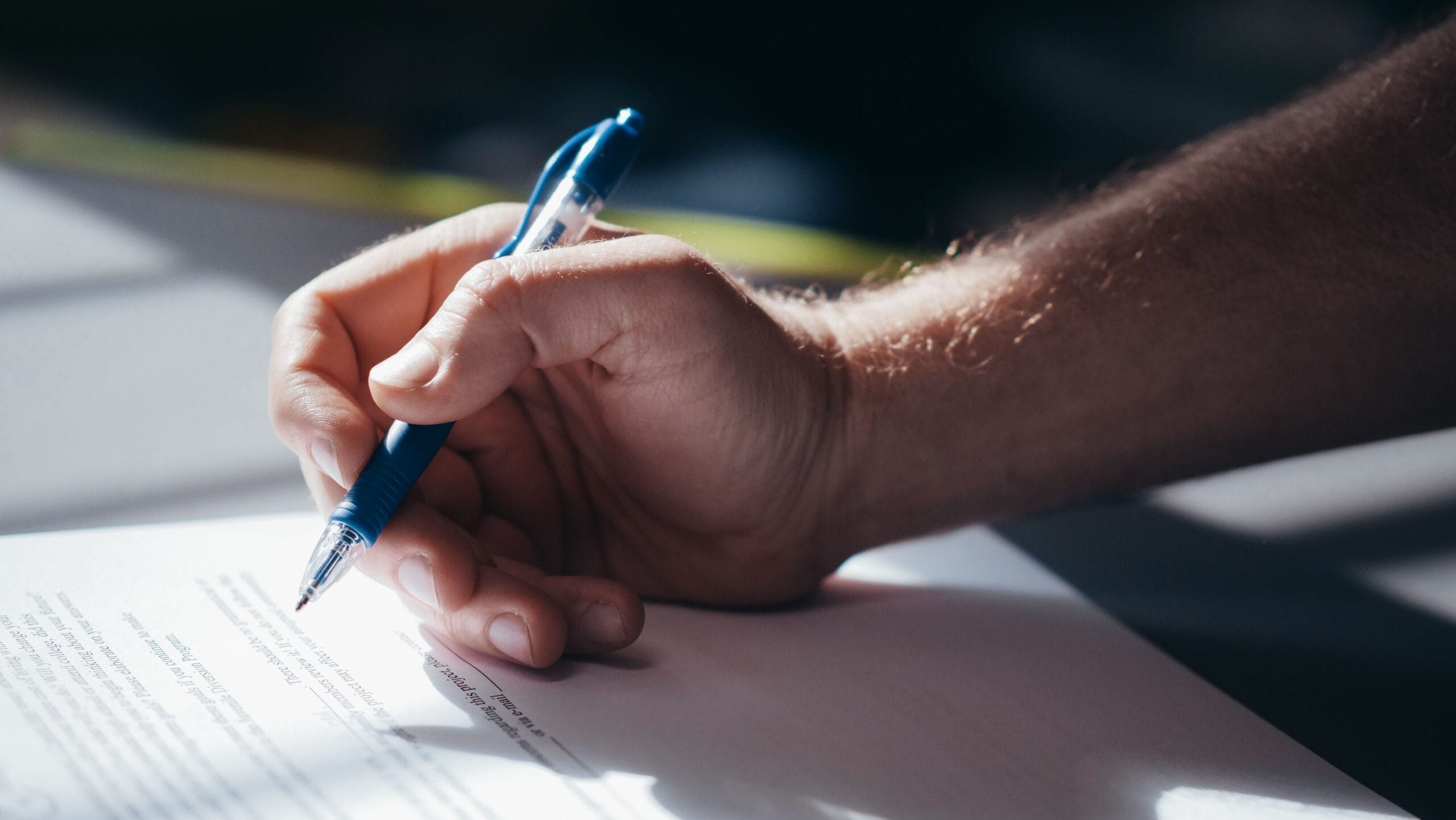 signing a consent form